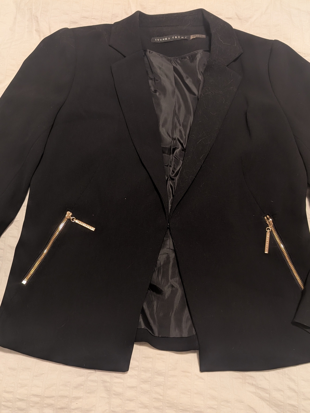 Ivanka Trump Women's Black Tailored Blazer with Gold Zippers